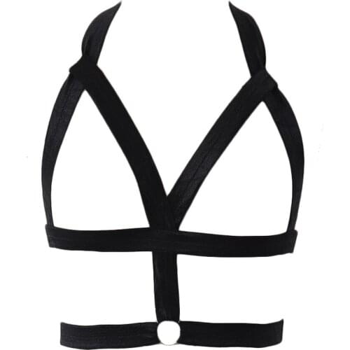 Body Harness Women Sexy Lingerie Black Soft Goth Garter Belt Open Chest Cage Bra Bondage Harness Belt Punk Edgy Harness Bra