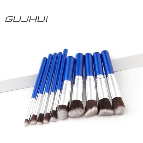 10pcs Professional Kabuki Makeup Brushes Set Soft Hair Cosmetics Foundation Blusher Contour Blending Make Up Brush Tools #254709