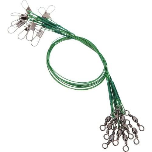 10pcs Wire Strand Fishing Trace Wire Leader Swivel Fishing Tackle Copper Wire Hook Metal Lure Spinner Shark Spinning 30CM