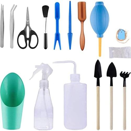 16Pcs Portable Mini Succulent Planting Tools Spray Bottle Shovel Rake Scissor Gardening Hand Kit Easy to Use