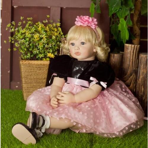 22 Inch Girl Dolls Soft Body Girl Princess Doll Toys with Short Curly Hair Baby Girls Reborn Lifelike Dolls Christmas Gift