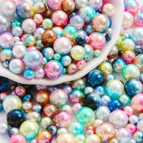 4/6/8/10mm Random Mix Color No Hole Pearl Round Beads Colorful ABS Beads For DIY Earrings Bracelet Craft Scrapbook Decoration