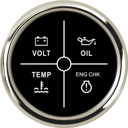 4 LED 52mm Alarm Gauge Water Temperature Meter Volt Oil Pressure Check Engine Indicator Water Temp Gauge For Car Marine Boat