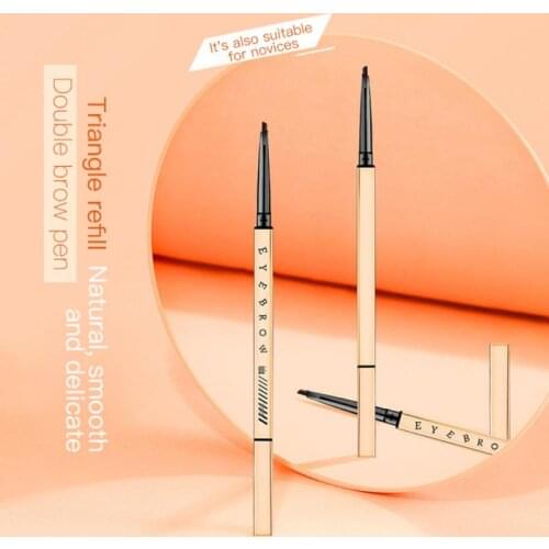 5 Colors Small Gold Bar Eyebrow Pencil Thin Double-headed Small Triangle Eyebrow Pencil Waterproof Natural Cosmetics TSLM1