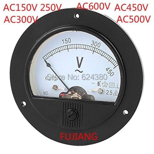 62T2 AC150V 300V 450V 500V 600V AC 0-250V Analog Voltmeter Voltage Meter Measuring Gauge Class 2.5
