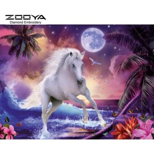 5D DIY Diamond Painting Moon River White Horse ZOOYA Diamond Embroidery Diamond Painting Cross Stitch Rhinestone Mosaic BJ1467