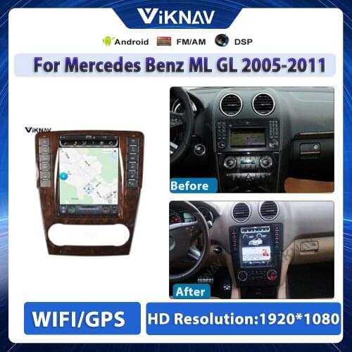 Auto Radio Vertical Screen Stereo Receiver Android DVD Multimedia for Mercedes Benz ML GL 2005-2011 Tesla player Recorder