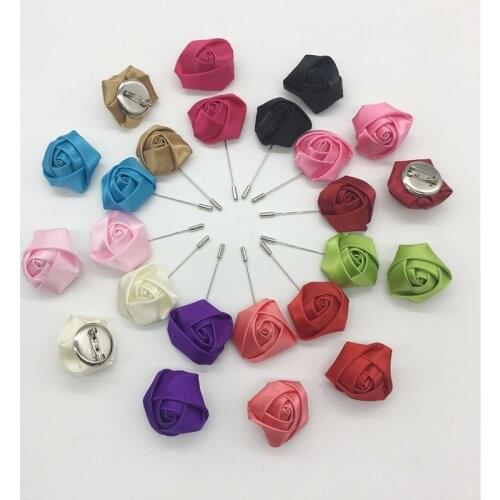 Retail&Wholesale Ribbon Rose Brooch Hijab Pins Muslim Brooches Flower Safety Scarf Pins For Women Men Collar Lapel Pin