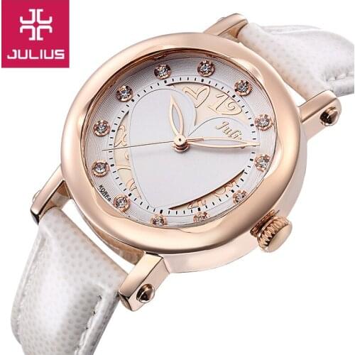 Julius Lady Womens Watch Japan Quartz Hours Fine Fashion Dress Clock Bracelet Leather Hollow Heart Girl Birthday Gift