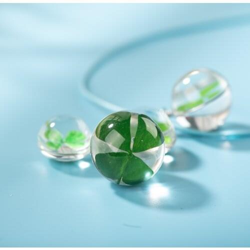 Four Leaf Clover Plant Glass Ball DIY Natural Dried Flowers Earrings Bracelet Choker Necklace Jewelry Making Beads 0a4#355
