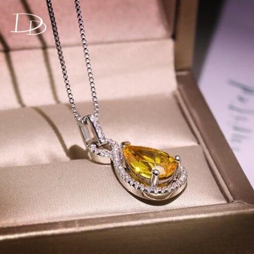 DODO Water Drop Necklaces Pendants For Women Yellow Cubic Zirconia Shining Fine Jewelry Accessories For Wedding Party Wholesale