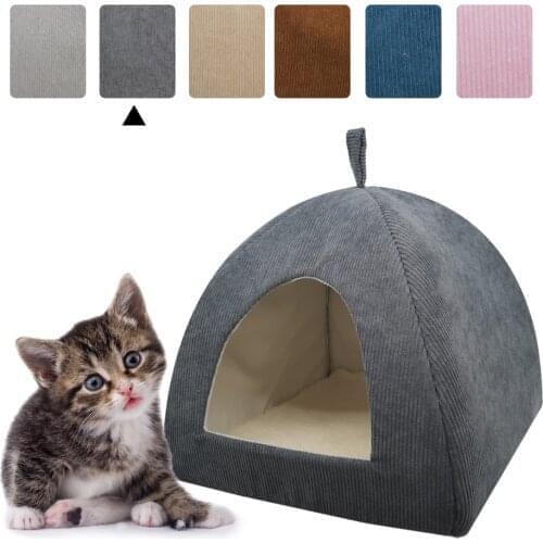 House Soft Corduroy Kennel Puppy Cushion Small Dogs Cats Nest Warm Sleeping Pet Mat Supplies Comfort Basket Cozy Dropshipping