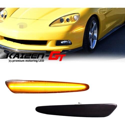 Smoked Lens Amber Full LED Car Front Fender Side Marker Lights For 2005-2013 Chevrolet Corvette C6 Turn Signal Indicator Lights