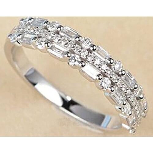 Fashion 8 Rectangular Zircons Crystal Ring for Women Engagement Party Wedding Rings Jewelry Hand Accessories Size 5-11