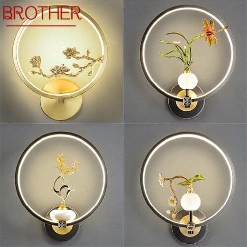 BROTHER Indoor Brass Wall Light Sconces Jade Lamps Modern Creative Fixture Decorative For Home