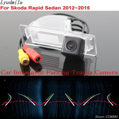 Lyudmila Car Intelligent Parking Tracks Camera FOR Skoda Rapid Sedan 2012~2019 Car Back up Reverse Camera HD Rear View Camera
