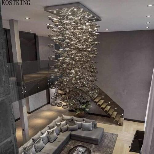 Modern LED Chandelier Lighting Lustre Loft Dining Room Blown Glass Ball Anthracite Chandeliers Kitchen Fixtures Luminaire Lamp