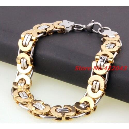 Fashion Men Bracelets Jewelry Silver Gold color Byzantine Style Stainless Steel Bracelet Chains&Links Cool Party Gift
