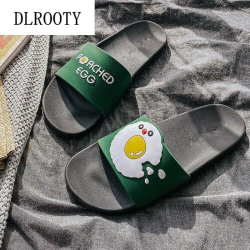 Men Slippers Sandals Shoes Flip Flops Cartoon Egg Bathroom Summer Fashion Flats Breathable Non-slip Man Home Slides Casual Male