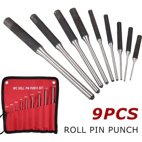 9Pcs Hunting Remover Pin Punch Tools Kit Multi Size Roll Pins Punch Tool Set Heavy Duty Steel Pistol Accessories Tactical Tools