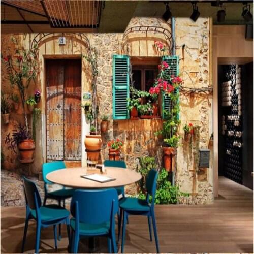 Custom wall mural wallpaper 3d Mediterranean street view Photo wallpaper cafe bar restaurant background wall papers home decor