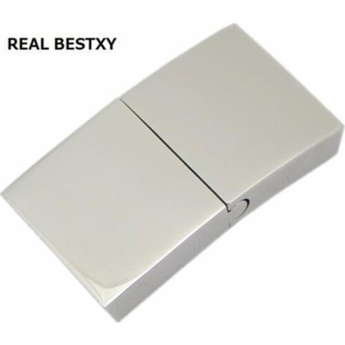 REAL BESTXY 10pcs/lot 316L STAINLESS STEEL Fashion Custom Cheap Magnet Metal Wide Clasps For Leather Bracelets