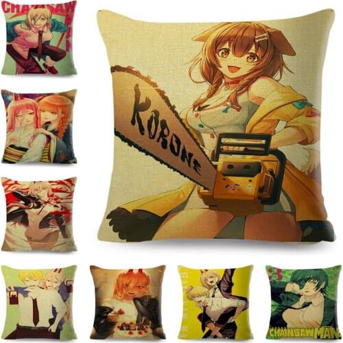 Chainsaw Man Cushion Cover for Sofa Home Decor Hot Japanses Anime Cartoon Print Pillowcase Polyester Pillow Case 45x45cm