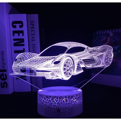 Sports Car Nightlight 3D Illusion Lamp for Color Changing Atmosphere Event Prize Child Bedroom Decor LED Night Light Supercar
