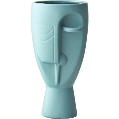 Nordic Human Face Art Vase Living Room Aesthetic Flower Arrangement Bottle Ceramic Flower Device Modern Home Planter Pot Decor