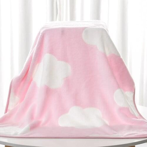 Newborn Baby Blanket Cloud Print Coral Fleece Kids Swaddle Envelope Toddler Stroller Cover Wrap Children Bedding Blanket