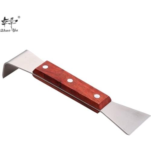 Beekeeping Stainless Steel J Shape Hive Tool with Wooden Handle Honey Knife Product Beehive Scraper For Beekeeper Supplies