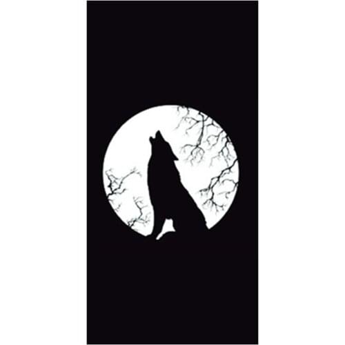 Black Silhouette Wolf Howling Full Moon Beach Travel Towel Microfibre Wildlife Wolf Wolves Animal Shower Sport Gym Towels Gifts