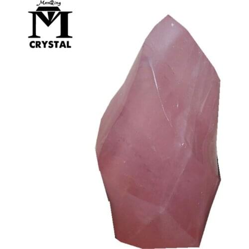 Natural rose healing crystal Ornament pink quzrtz stone Carved mineral Flame Sculpture home decoration