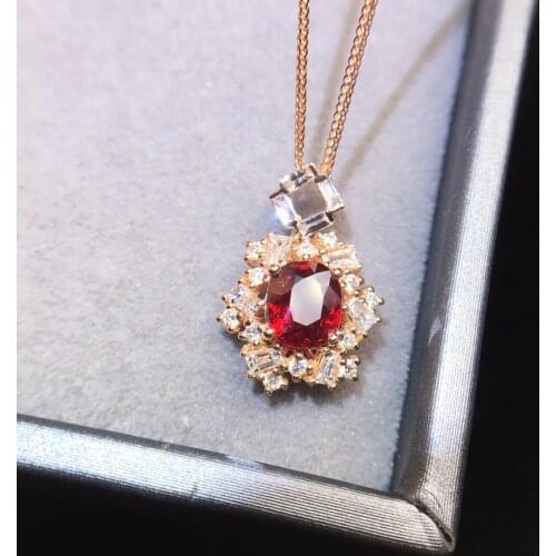 Ruby Pendant Fine Jewelry Real 18K Gold AU750 Natural Unheat Red Ruby Gems 1.02ct Diamond Pendant Gemstone Necklaces for Women