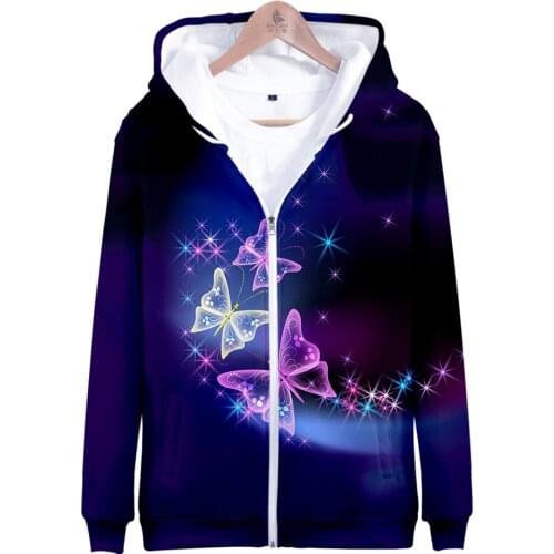 New Butterfly 3D Zipper Hoodies Sweatshirts Women/Men Fashion Long Sleeve Hooded Sweatshirt Hot Sale Coats Streetwear Clothes