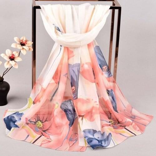 2020 FAL/WIN Refreshing lotus chiffon scarf silk square hijab cool shawl ladies foulard femme Scarves hair bufanda mujer