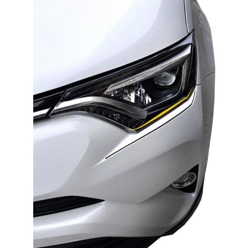 2PCS For Toyota RAV4 2016 2017 2018 Car Styling Exterior Accessories Headlight Trim Lamp Eyebrow Headlight Cover Trim Moulding
