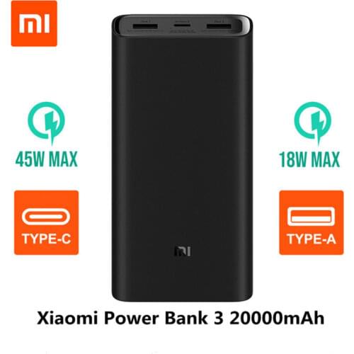 Xiaomi Power bank 3 20000mAh Pro PLM07ZM USB Type C 45W Fast Charging Portable Mi Powerbank 10000mAh External Battery Poverbank