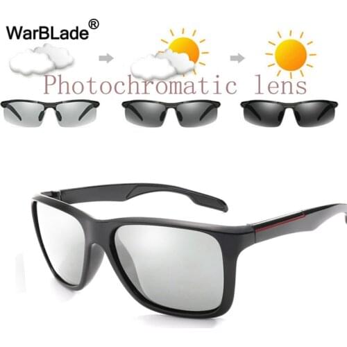 WarBLade New Fashion Photochromic Sunglasses Men HD Polarized Chameleon Sun Glasses Glare Block Driving Discoloration Sunglasses