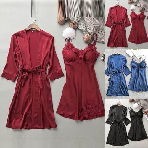 Womens Sleepwear Sexy Erotic Satin Silk Nightdress Patchwork Ladies Backless Nightwear Sex Pajamas Chest Pad picardias mujer 00
