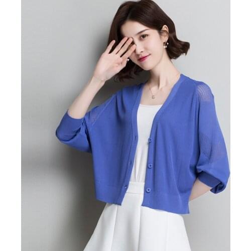 New 2019 Summer & Spring Women Hollow Knitwear Cardigan Elegant Batwing Sleeve Lady Knit Coat Thin Cardigan