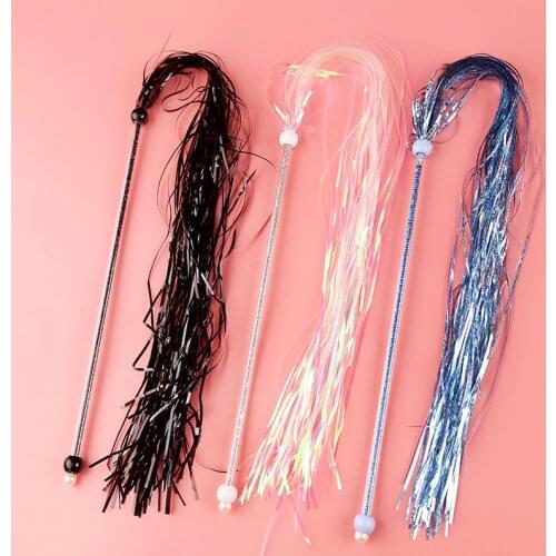 1Pc Cat Interactive Toy Stick Feather Wand With Laser Tassel Toys Plastic Artificial Colorful Cat Teaser Toy Supplies