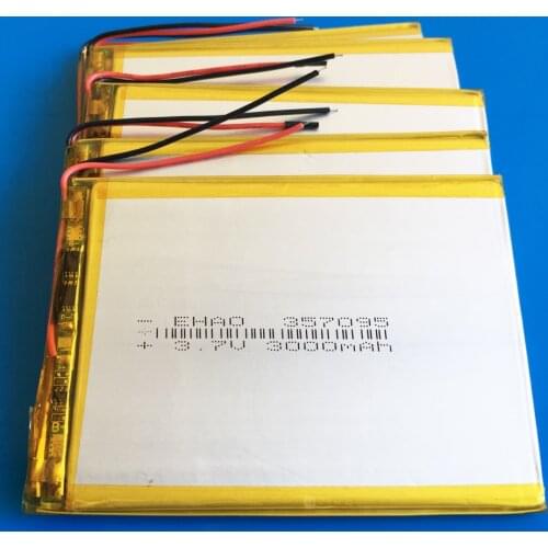5 pcs 3.7V 3000mAh polymer lithium battery Li-ion Lipo rechargeable for tablet pc 7 inch MP3 MP4 357095 High capacity 407095