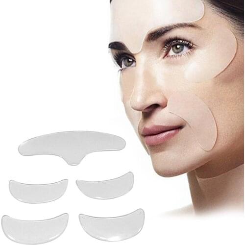 5pcs Silicone Forehead Stickers Patch Anti-Wrinkle Forehead Frown Lines Removal Face Repairing Anti-aging Forehead Lifting Kit