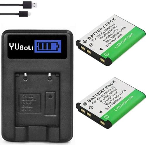1800mAh Li-40B Li-42B Li40B Li 40B Battery + LCD USB Charger for Olympus for Nikon EN-EL10 for Fujifilm NP-45 PEN.D-Li63