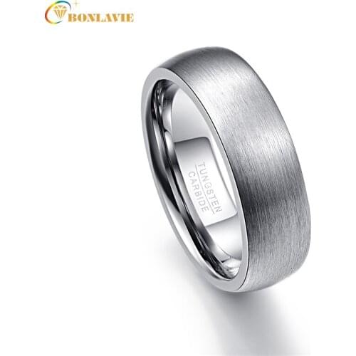 BONLAVIE 7mm Classic Men Ring Tungsten Carbide Mens Jewelry Wedding Bands Anillos para hombres Pierscienie Size 6-14