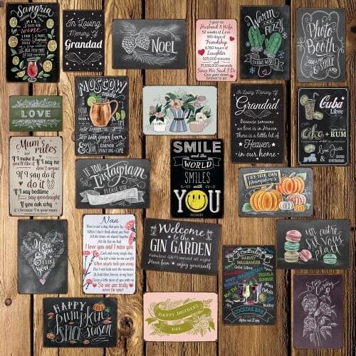 [ DecorMan ] SMILE Garden MUM RULE Cocktail Tin Signs Custom wholesale Metal Paintings Bar PUB Decor DD-1691