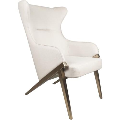 ChinaFurniture processing and production factory modern fabric stainless steel foot bracket leisure chair/single sofa