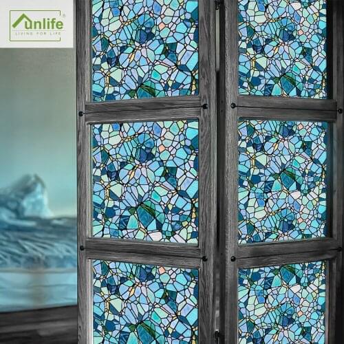 Funlife® Blue Cobblestones UV Resistance Window Stickers Frosted Glass Film Privacy Window Film Self-Adhesive Waterproof Home