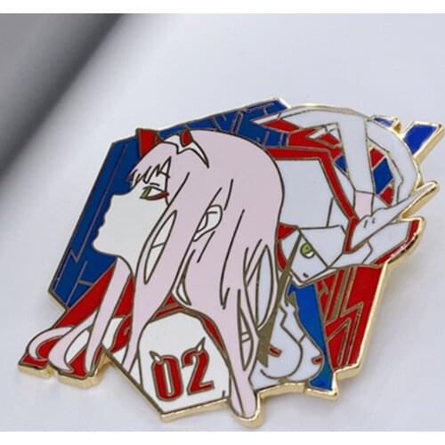 Anime DARLING in the FRANXX Zero Two 02 Metal Badge Brooch Pin Canvas Bag Accessories Pins Cosplay Props